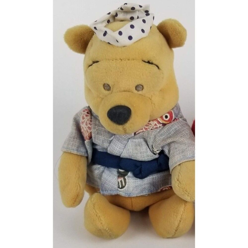 Disney Store Pooh Bean Bag Plush Winnie The Pooh Kimono Sushi Chef 8" Mini Small